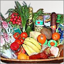 Gourmet food basket with wine